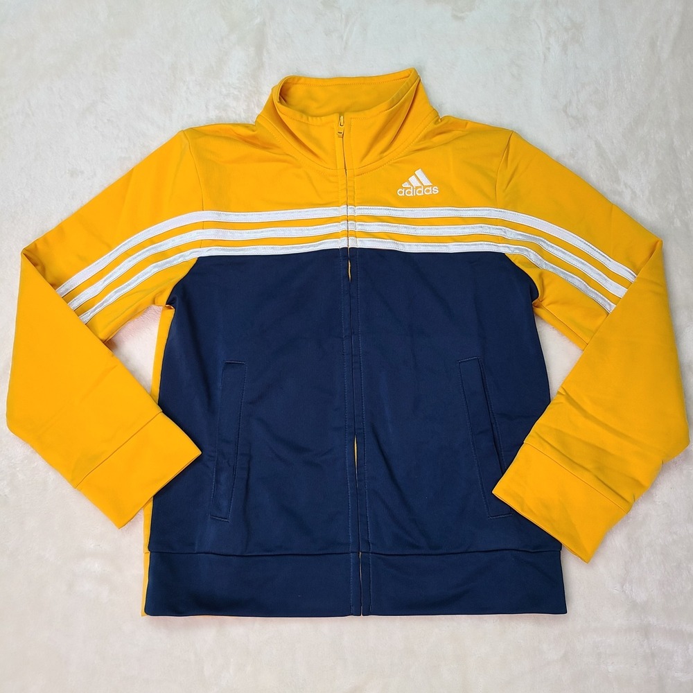 Adidas Boys Track Jacket Zip Up Blue Orange Soccer Classic Striped Size 8 Small